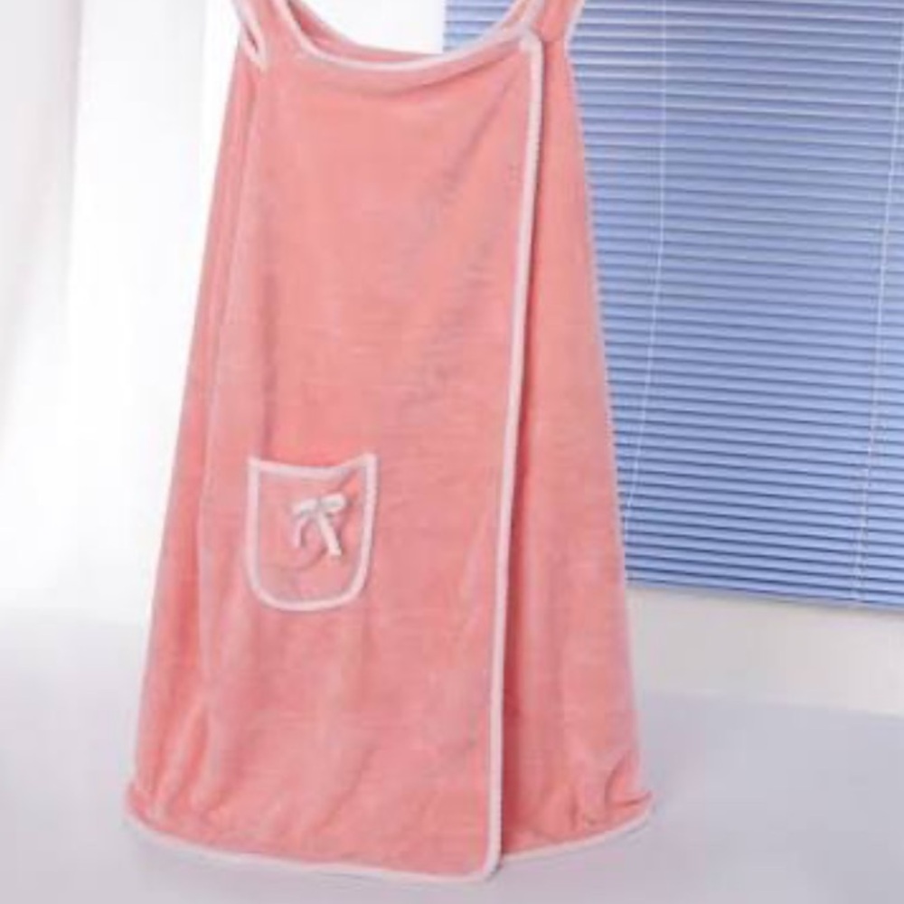New Women’s Coral Pink Spa Wearable Wrap Towel - Soft Bath & Body Cover - Picture 4 of 9